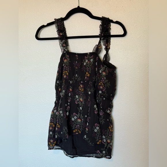 Old Navy Ruffle-Strap Black Floral Cami Top M - Picture 2 of 5